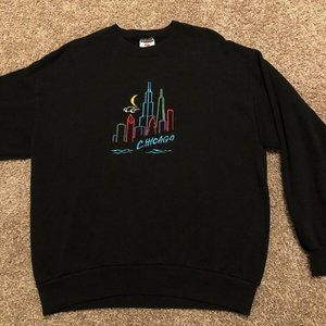 Chicago Embroidered Jerzees Black Sweatshirt XL